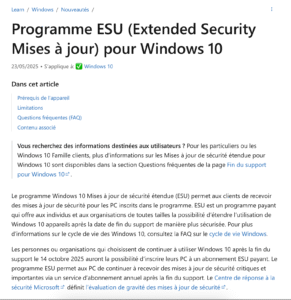 Prolongation de Windows 10